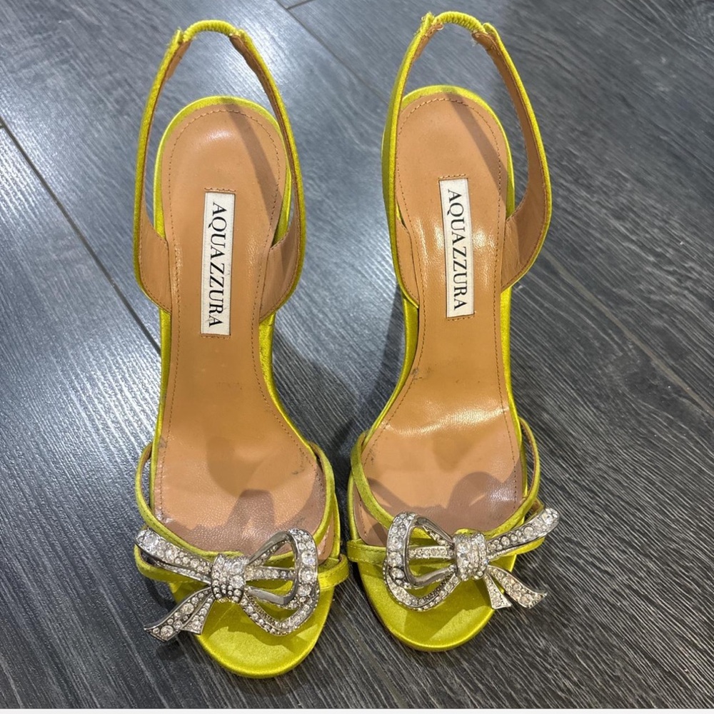 Aquazzura Yellow Women's Heels with Bow Detail
